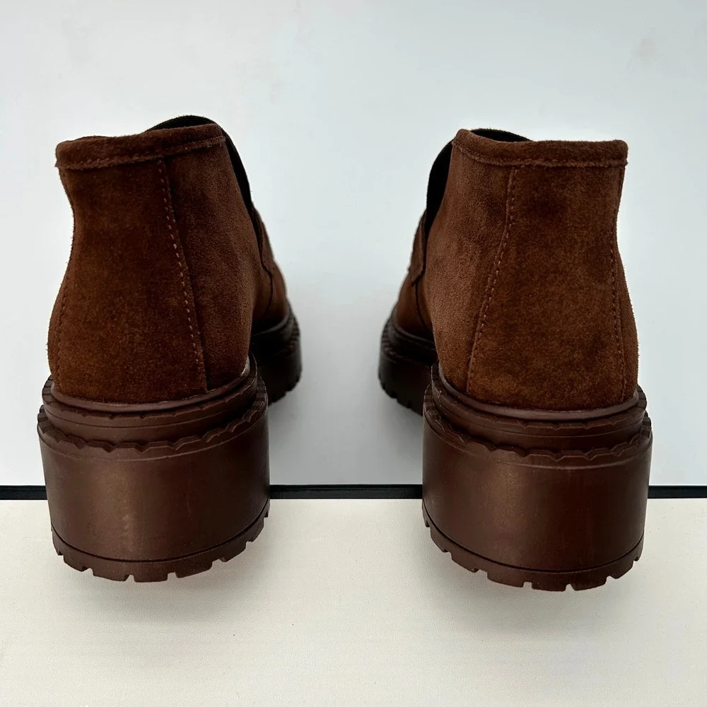 Steve Madden Presly Bootie Womens Size 8.5‎ Brown Suede Block Heel NEW